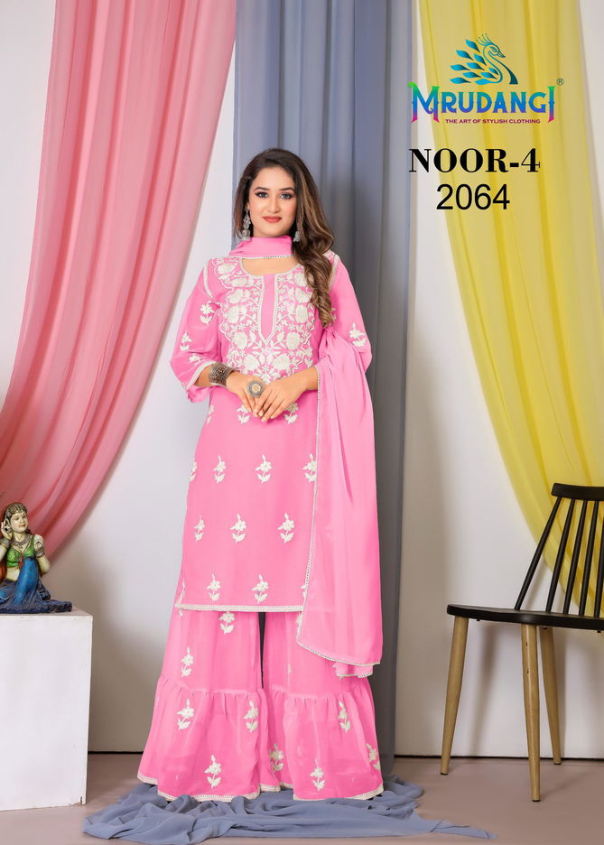 Noor 4 By Mrudangi Georgette With Cotton Readymade Sharara Suits Wholesale Market In Surat
